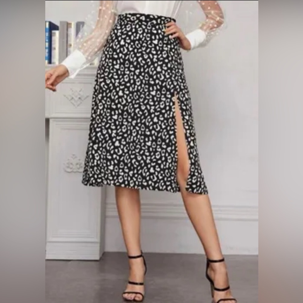 Shein Leopard Print Midi Skirt
